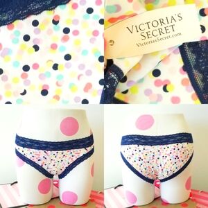 Victoria's Secret Vintage Cotton Lingerie Polka Dot Cheekini Bikini Panty NWT
